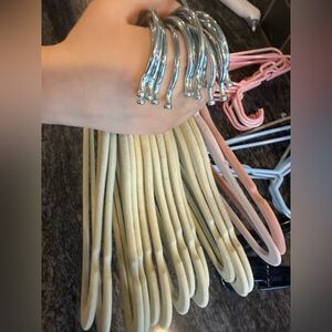 45 Kids Velvet Felt and plastic Hangers - Cream & Pink & blue